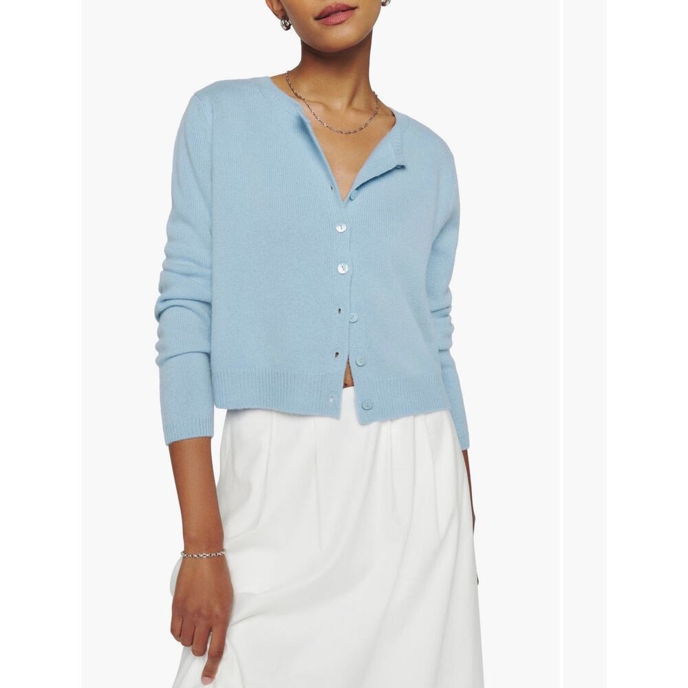 Reformation Clara Cashmere Crew Cardigan - Size L Color: Bayou
